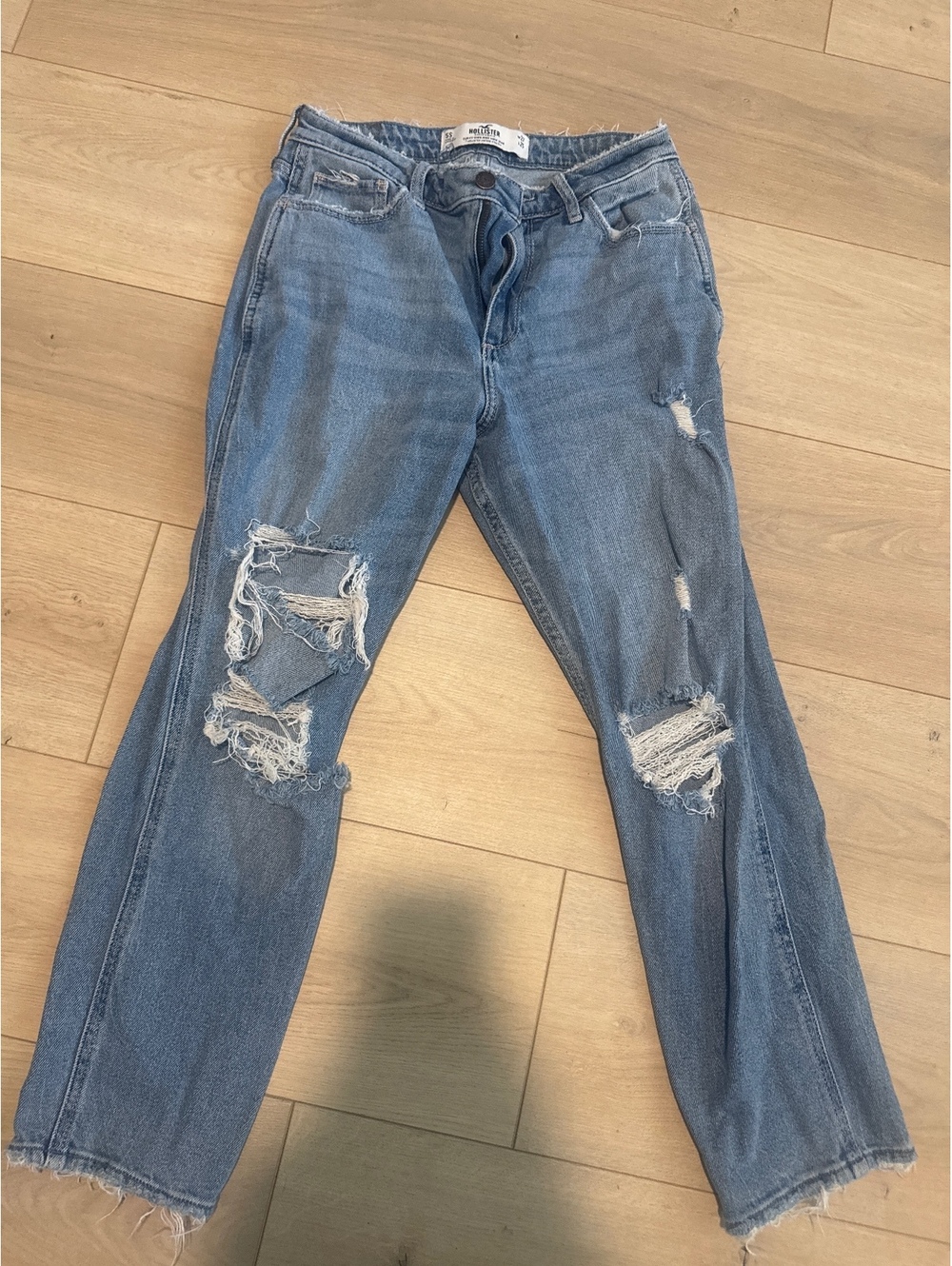 Hollister Curvy Jeans Size 5S W27 L25 Light Blue Distressed Denim
